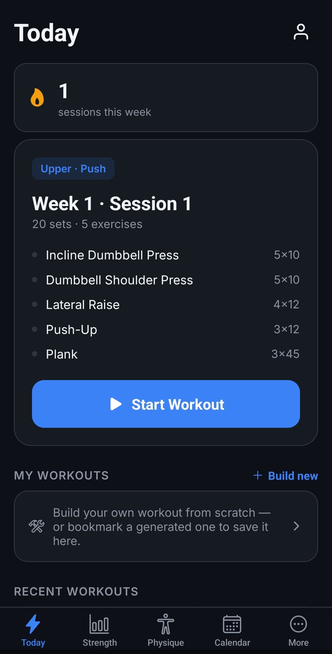 Adaptive Strength Trainer app screenshot